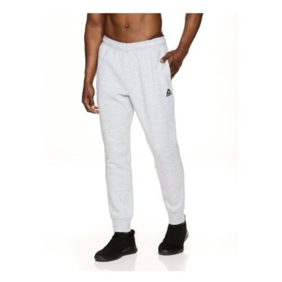 Reebok Men Pull-On Pants XL Heather Gray Tapered Slim Pockets Ankle Drawstring - Picture 1 of 5